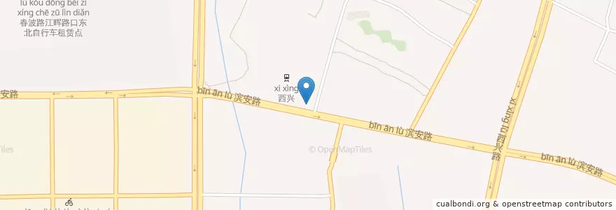 Mapa de ubicacion de 地铁西兴站D2自行车租赁点 en China, Zhejiang, Hangzhou, Binjiang, 西兴街道.