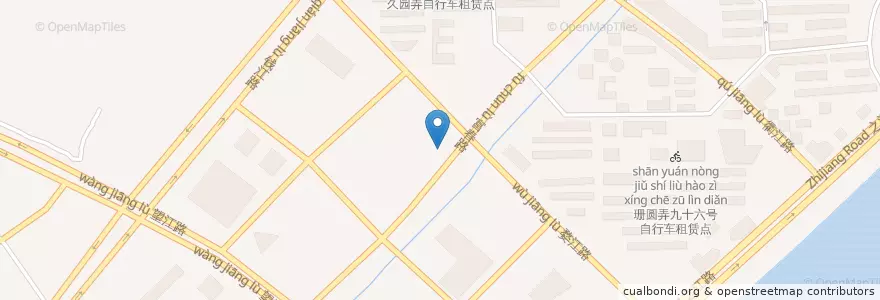 Mapa de ubicacion de 地铁近江站D(富春路婺江路西北角)自行车租赁点 en 中国, 浙江省, 杭州市, 上城区, 望江街道.