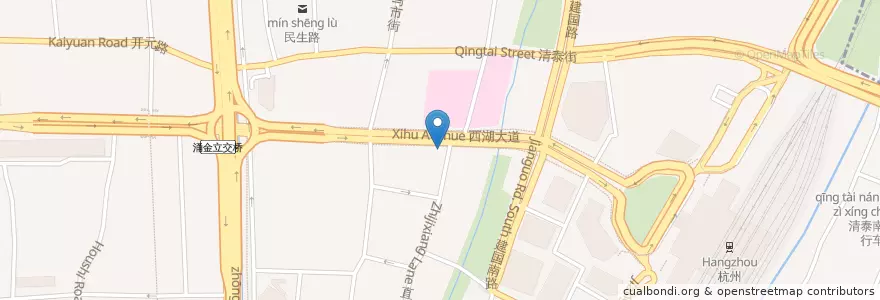 Mapa de ubicacion de 城头巷自行车租赁点 en China, Zhejiang, Hangzhou City, Shangcheng District, 小营街道.