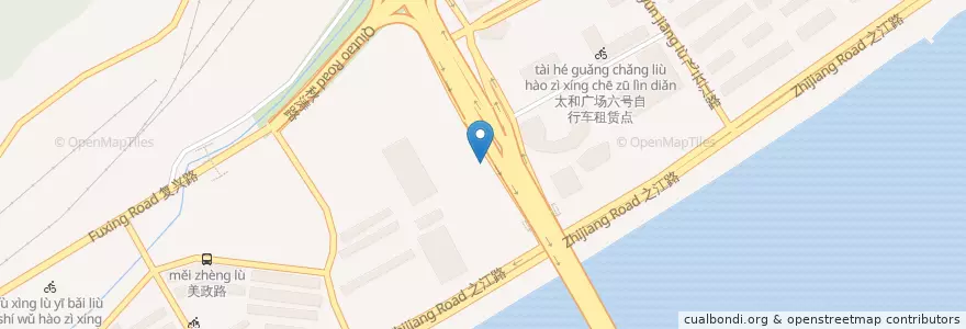 Mapa de ubicacion de 复兴大桥1自行车租赁点 en Çin, Zhejiang, Hangzhou, 上城区.