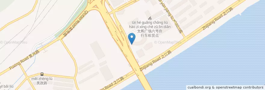 Mapa de ubicacion de 复兴大桥2自行车租赁点 en China, Zhejiang, Hangzhou City, Shangcheng District.