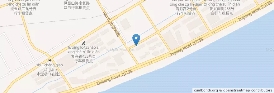 Mapa de ubicacion de 复兴里街站自行车租赁点 en China, Zhejiang, Hangzhou City, Shangcheng District.
