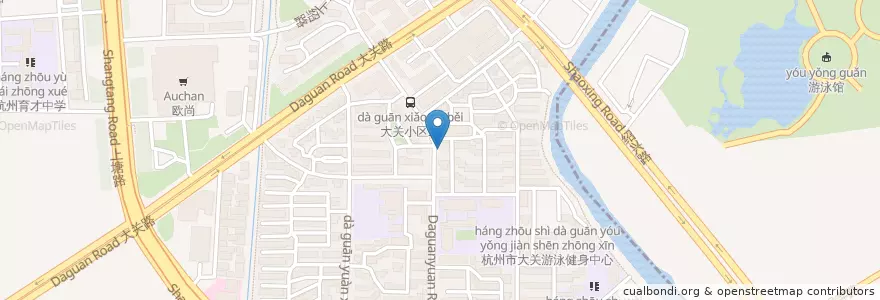 Mapa de ubicacion de 大关东七苑自行车租赁点 en چین, چجیانگ, هانگژو, 拱墅区, 大关街道.