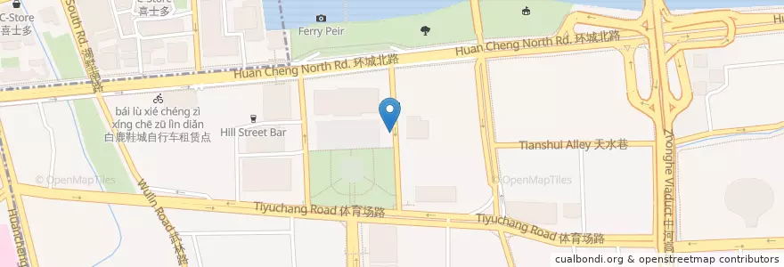 Mapa de ubicacion de 大褚桥车站南自行车租赁点 en China, Zhejiang, Hangzhou, 下城区.
