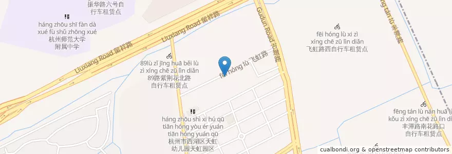 Mapa de ubicacion de 天亿家居广场正门自行车租赁点 en Cina, Zhejiang, Hangzhou, 三墩镇.