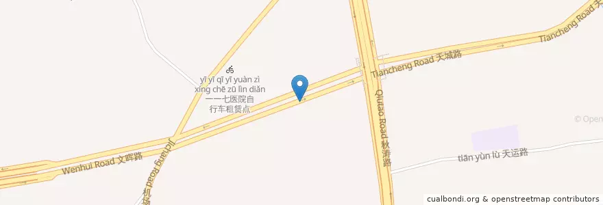 Mapa de ubicacion de 天城路南一七五号自行车租赁点 en China, Zhejiang, Hangzhou, Jianggan, 闸弄口街道.