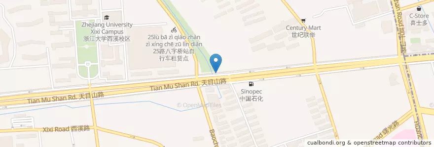 Mapa de ubicacion de 天目山路194号自行车租赁点 en 中国, 浙江省, 杭州市, 西湖区.