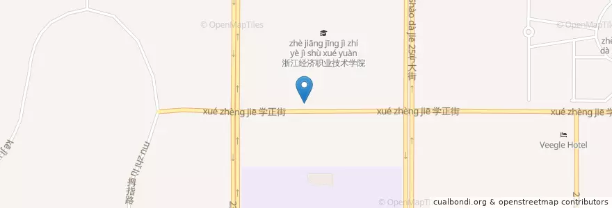Mapa de ubicacion de 学正街八零九号自行车租赁点 en الصين, تشيجيانغ, هانغتشو, 钱塘新区, 白杨街道.