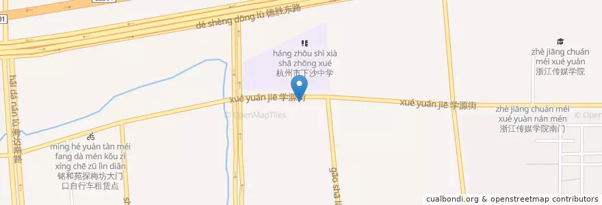 Mapa de ubicacion de 学源街1259号自行车租赁点 en Çin, Zhejiang, Hangzhou, 钱塘新区, 下沙街道.