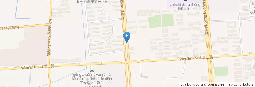 Mapa de ubicacion de 学院路202号自行车租赁点 en 中国, 浙江省, 杭州市, 西湖区.