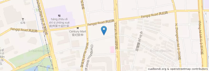 Mapa de ubicacion de 孩儿巷思敬里自行车租赁点 en China, Zhejiang, Hangzhou, 下城区.
