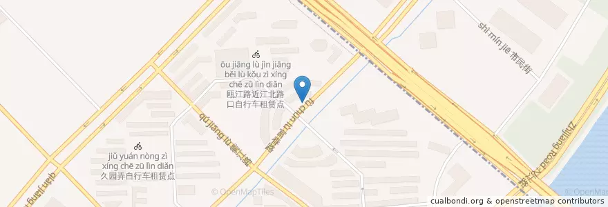 Mapa de ubicacion de 富春路口自行车租赁点 en 중국, 저장성, 항저우시, 상청구.