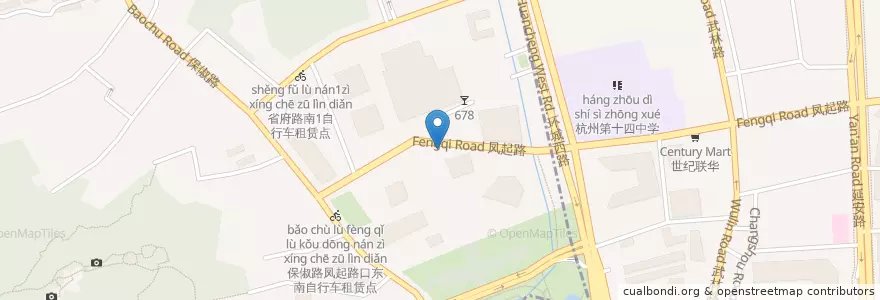 Mapa de ubicacion de 少年宫北门自行车租赁点 en China, Zhejiang, 杭州市, 西湖区, 北山街道.