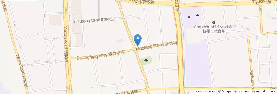 Mapa de ubicacion de 屏风街自行车租赁点 en Chine, Zhejiang, Hangzhou, District De Xiacheng.