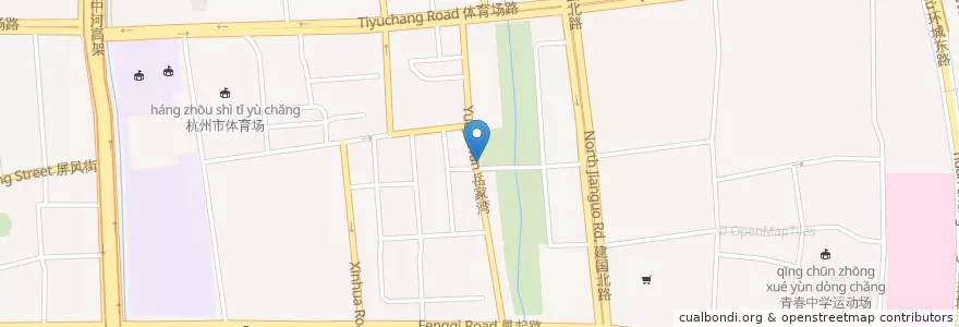 Mapa de ubicacion de 岳家湾四十一号自行车租赁点 en 中国, 浙江省, 杭州市, 下城区.