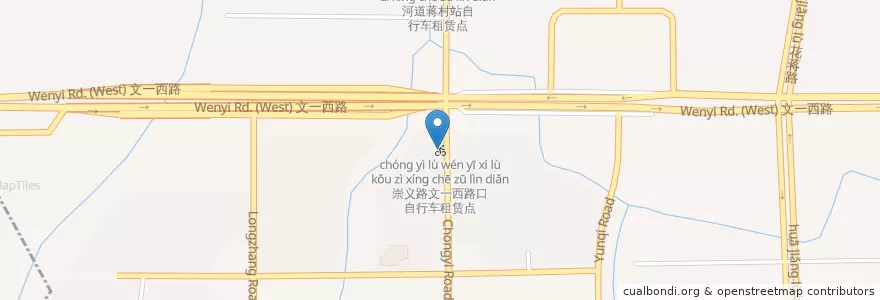 Mapa de ubicacion de 崇义路文一西路口自行车租赁点 en China, Zhejiang, 杭州市, 西湖区.