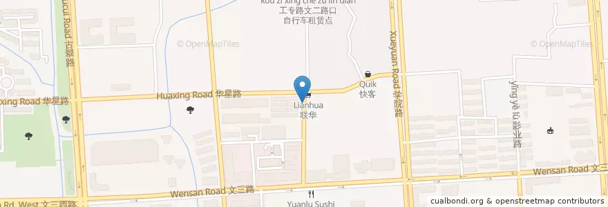 Mapa de ubicacion de 工专路华星路口自行车租赁点 en China, Zhejiang, Hangzhou City, Xihu District.