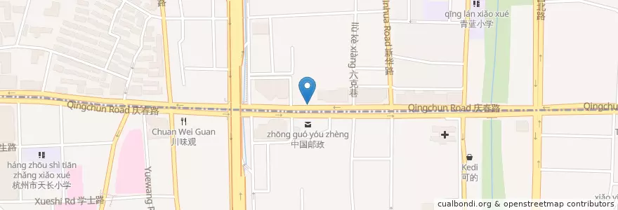 Mapa de ubicacion de 庆春路100号自行车租赁点 en Chine, Zhejiang, Hangzhou, District De Xiacheng.