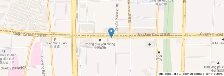 Mapa de ubicacion de 庆春路135-1号自行车租赁点 en Çin, Zhejiang, Hangzhou, 上城区, 小营街道.