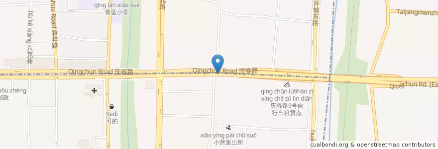 Mapa de ubicacion de 庆春路25号自行车租赁点 en 中国, 浙江省, 杭州市, 下城区.