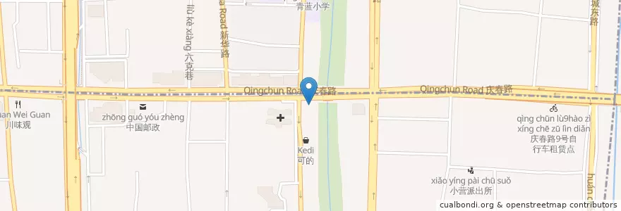 Mapa de ubicacion de 庆春路73号自行车租赁点 en Çin, Zhejiang, Hangzhou, 上城区, 小营街道.