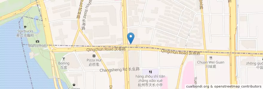 Mapa de ubicacion de 庆春路延安路口自行车租赁点 en China, Zhejiang, 杭州市, 下城区.