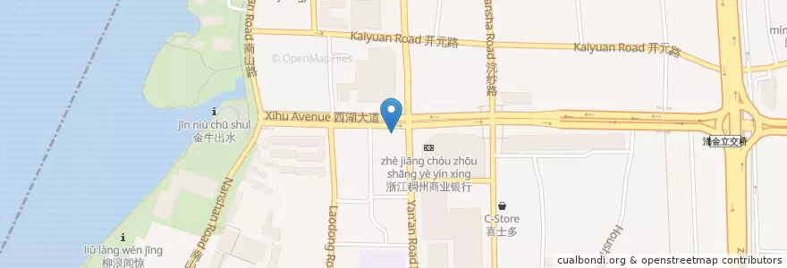 Mapa de ubicacion de 延安路127号自行车租赁点 en 中国, 浙江省, 杭州市, 上城区.