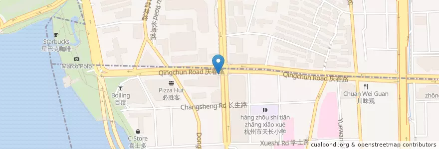 Mapa de ubicacion de 延安路305号自行车租赁点 en 中国, 浙江省, 杭州市, 下城区.