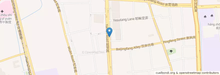 Mapa de ubicacion de 延安路526号自行车租赁点 en Çin, Zhejiang, Hangzhou, 下城区.