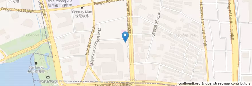 Mapa de ubicacion de 延安路嘉里中心东自行车租赁点 en چین, چجیانگ, هانگژو, 下城区.