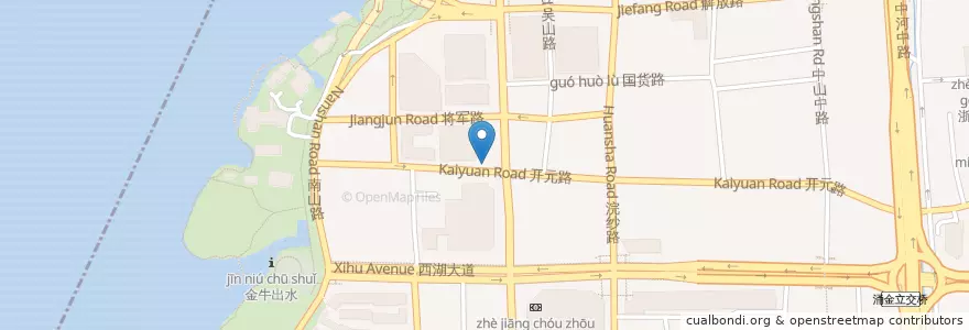 Mapa de ubicacion de 延安路解放路口自行车租赁点 en China, Zhejiang, Hangzhou City, Shangcheng District, 湖滨街道.