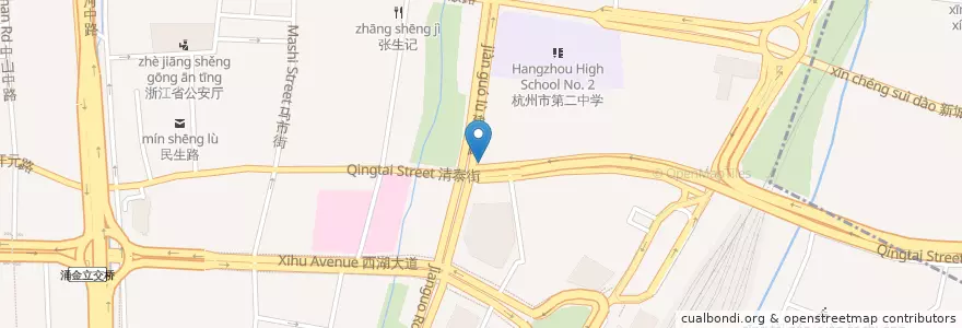 Mapa de ubicacion de 建中校区自行车租赁点 en الصين, تشيجيانغ, هانغتشو, 上城区, 小营街道.