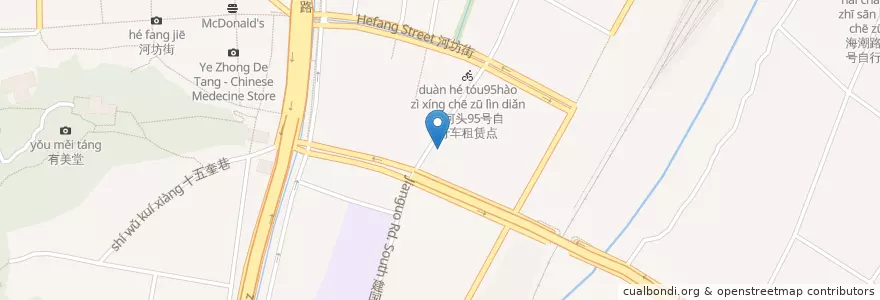 Mapa de ubicacion de 建国南路8号自行车租赁点 en 中国, 浙江省, 杭州市, 上城区, 小营街道.