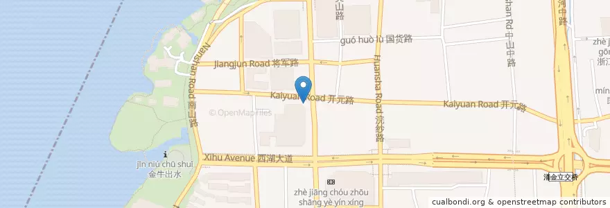 Mapa de ubicacion de 开元路延安路口自行车租赁点 en چین, چجیانگ, هانگژو, 上城区, 湖滨街道.