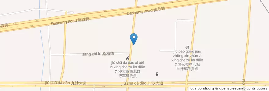 Mapa de ubicacion de 德胜东路东北自行车租赁点 en Çin, Zhejiang, Hangzhou, 江干区, 九堡街道.