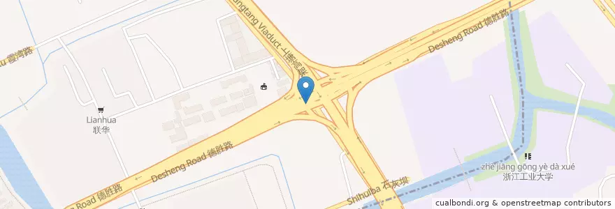 Mapa de ubicacion de 德胜路S19-1墩自行车租赁点 en 中国, 浙江省, 杭州市, 下城区, 上塘街道.