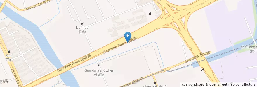 Mapa de ubicacion de 德胜路西自行车租赁点 en Chine, Zhejiang, Hangzhou, District De Gongshu, 上塘街道.