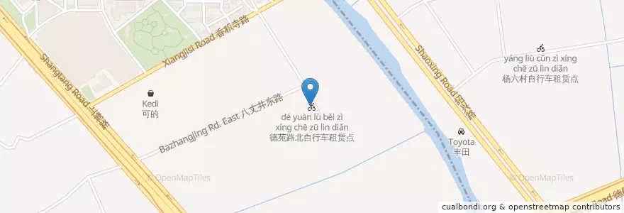 Mapa de ubicacion de 德苑路北自行车租赁点 en Çin, Zhejiang, Hangzhou, 下城区, 大关街道.