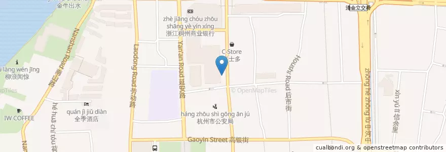 Mapa de ubicacion de 惠民路定安路口自行车租赁点 en 中国, 浙江省, 杭州市, 上城区, 清波街道.