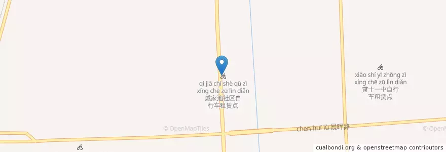 Mapa de ubicacion de 戚家池社区自行车租赁点 en China, Zhejiang, 杭州市.