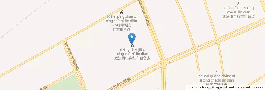 Mapa de ubicacion de 政法西街自行车租赁点 en China, Zhejiang, Hangzhou, Yuhang, 南苑街道.