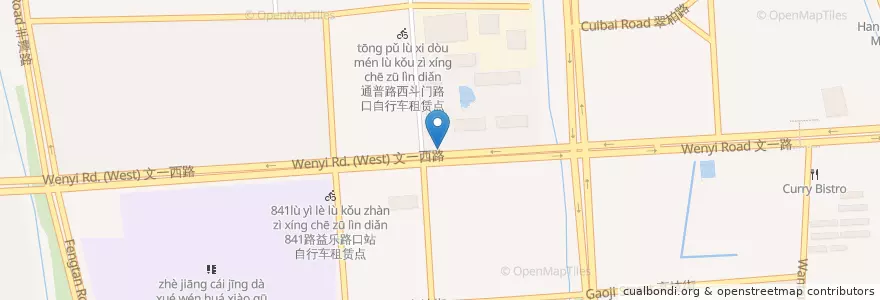 Mapa de ubicacion de 文一西路五十七号自行车租赁点 en Cina, Zhejiang, Hangzhou, Distretto Di Xihu.