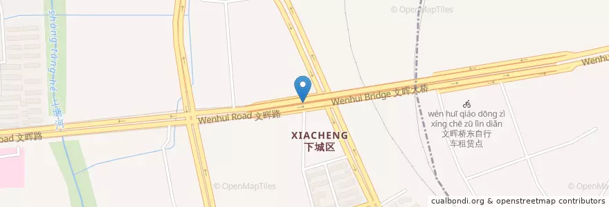 Mapa de ubicacion de 文晖大桥西侧自行车租赁点 en 중국, 저장성, 항저우시, 샤청구, 文晖街道.