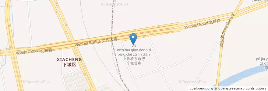 Mapa de ubicacion de 文晖桥东自行车租赁点 en چین, چجیانگ, هانگژو, 下城区, 文晖街道.