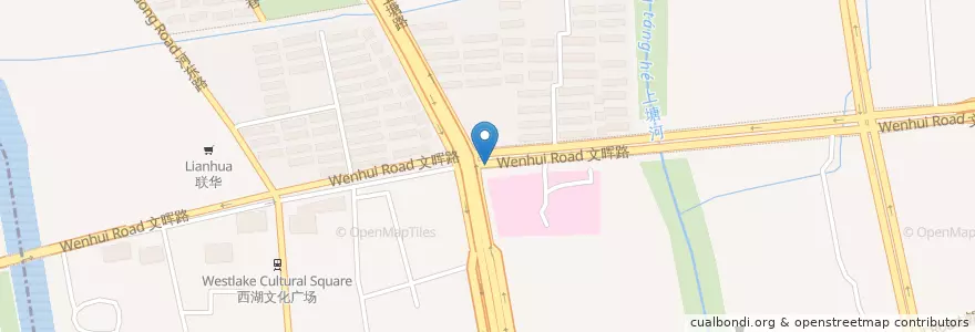 Mapa de ubicacion de 文晖路213号自行车租赁点 en China, Zhejiang, 杭州市, 下城区, 朝晖街道.
