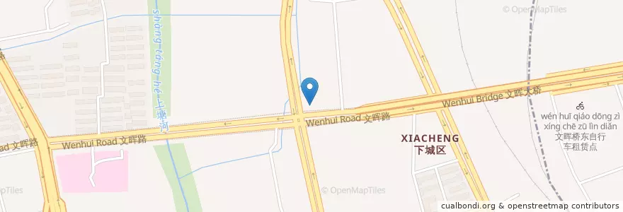 Mapa de ubicacion de 文晖路东新路口东北角自行车租赁点 en Çin, Zhejiang, Hangzhou, 下城区, 文晖街道.