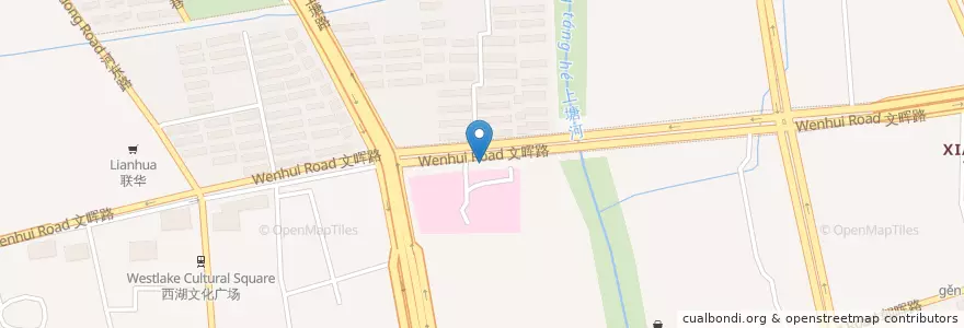 Mapa de ubicacion de 文晖路南自行车租赁点 en الصين, تشيجيانغ, هانغتشو, 下城区, 朝晖街道.