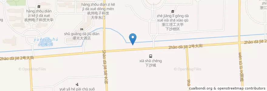 Mapa de ubicacion de 地铁文泽站E(浙江理工大学下沙校区南门)自行车租赁点 en China, Zhejiang, Hangzhou, 钱塘新区, 白杨街道.