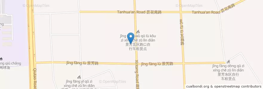 Mapa de ubicacion de 新塘路202号自行车租赁点 en چین, چجیانگ, هانگژو, 江干区, 凯旋街道.