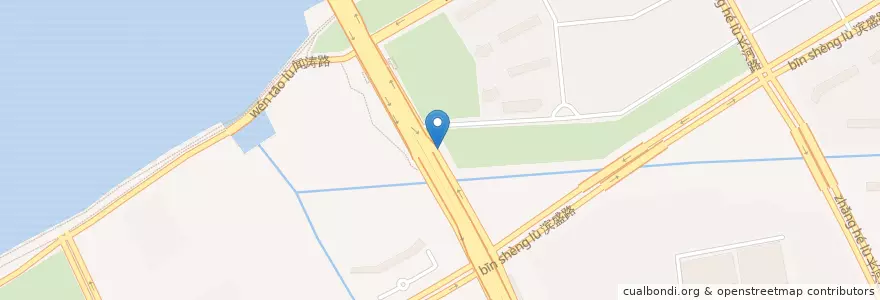 Mapa de ubicacion de 时代大道二号桥口东南自行车租赁点 en China, Zhejiang, Hangzhou City, Binjiang District, 长河街道.
